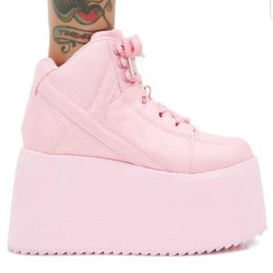 YRU hi pink platform shoes 8